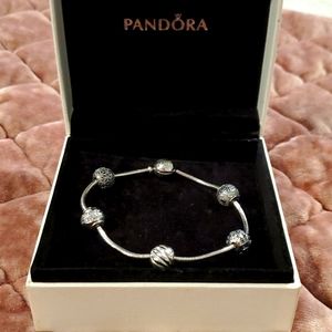 Pandora Bracelet with 5 Round Charms